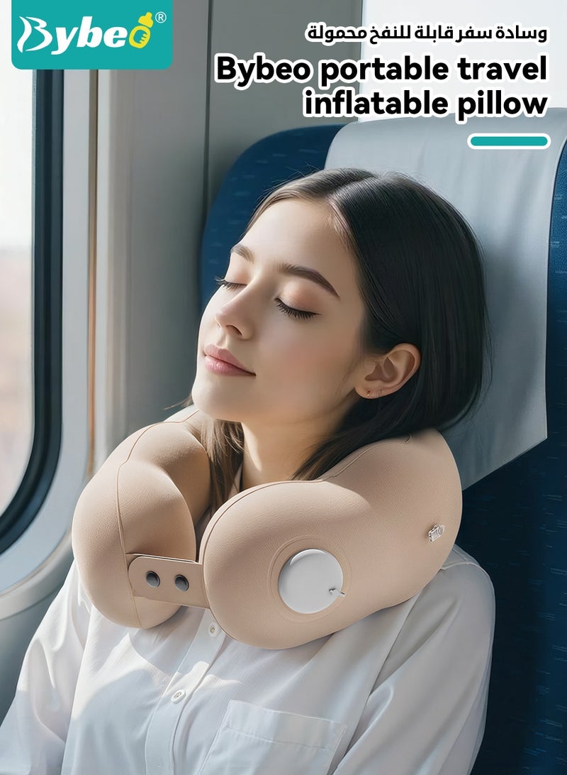 Bybeo Portable Travel Neck Pillow, Inflatable U-Shaped Travel Pillow, Collapsible Airplane Pillow With Eye Mask & Earplugs and Storage Bag, Support for Car, Home, Office, and Airplane, for Women - Image 2